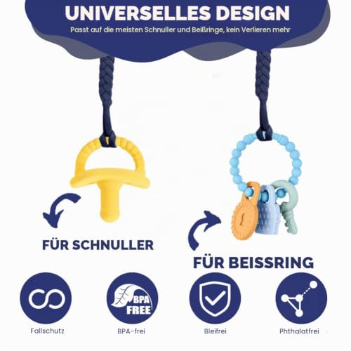 Aolso Schnullerketten Baumwolle Schnullerketten, 4pcs Schnullerkettenclips, Schnullerketten unisex, Schnuller… – Ansicht 5
