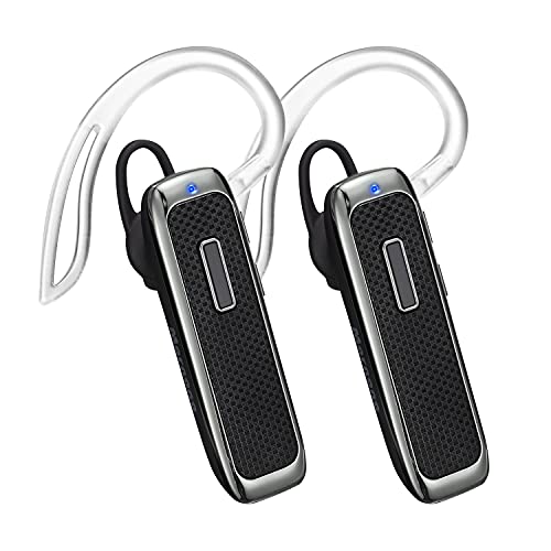 Marnana Bluetooth Headset, Hands-Free Wireless Earpiece w/ 18 Hours Playtime and Noise Cancelling Mic for iPhone Samsung Android Cellphone Truck Driver-2Pack