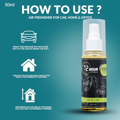 Image of 72hour New Car Smell Car Perfume 50ml - Long Lasting Premium Fragrance - Multipurpose Air Freshener for Car, Home & Office - Miski Fragrance