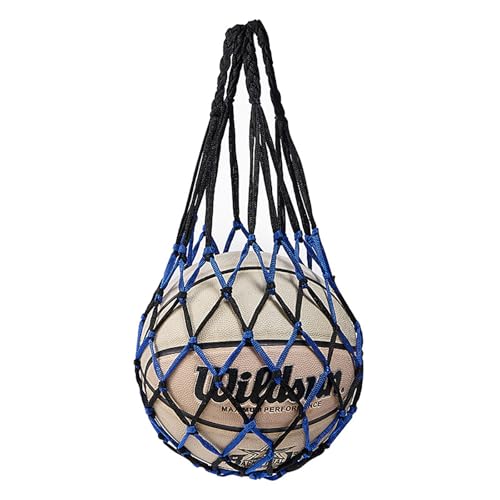 LeTradeJP 収納 バレーボール/サッカー/バスケットボール用 簡易ボールバッグ 網袋 持ち運び 保管用 (ブラックブルー)