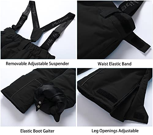 Phibee PH916B07L Boys' Waterproof Breathable Polyester Snowboard Ski Pants Black 8 thumb #2