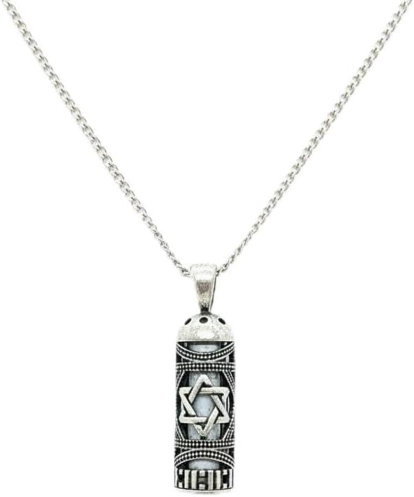 Made in Israel 14K Gold Plated Mezuzah Pendent With Scroll Klaff Hashem Star Of David Necklace Jewelry Jewish Israel Blessing
