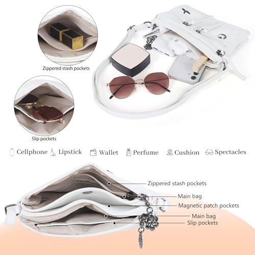 Image of Angel Kiss Small Crossbody Bag for Women Leather Crossbody Purse Triple Compartments Cell Phone Purse Shoulder Bags for Women