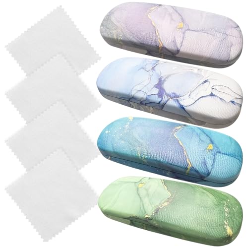 Image of Hard Shell Eyeglasses Case, Eye Glass Cases Womens Hard Shell With Cleaning Cloth Portable Eyewear Case for Women Men
