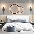 Tipace Battery Operated Wall Sconce Set of Two,No Wired Rechargeable Wall Lamp with Remote Control,Warm Light Cordless Wall Light Fixtures for Bathroom Hallway Kitchen,Black(Bulb Included)