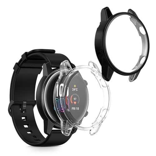 kwmobile Set 2x Custodia Smartwatch Compatibile con HONOR Magic Watch 2 46mm Cover - Case Silicone Protezione Orologio Fitness trasparente/nero