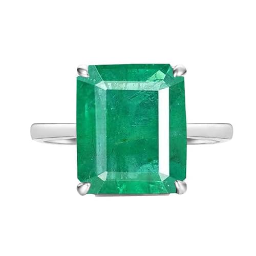 Gems Vibes Emerald Gemstone Ring Octogen Shape Ring Handmade Statement Ring Solid 925 Sterling Silver Ring For Women Unique Gift For Her Colombian Emerald Ring May Birthstone Jewelry
