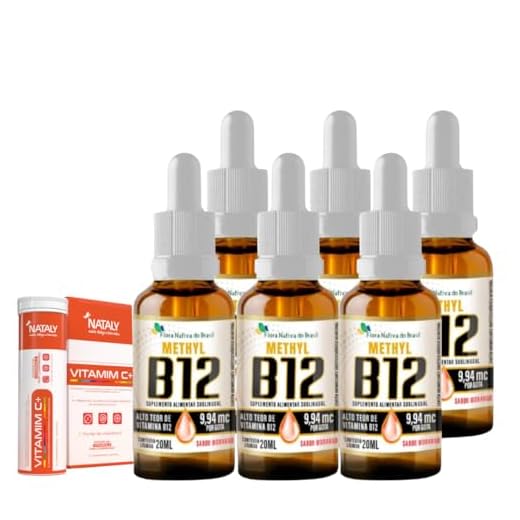 Kit Com 6 - Vitamina B12 Sublingual (Metilcobalamina) 20ml Flora Nativa + 1 Vitamim C+