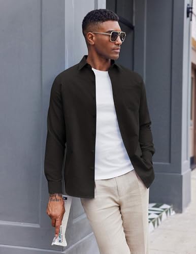 COOFANDY Mens Oxford Shirt Long Sleeve Casual Button Down Shirts Soild Dress Shirts with Pocket4