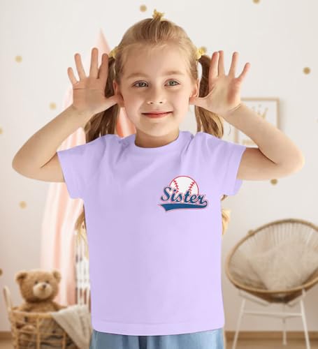 Image of FRYAID Toddler Baseball Sister Shirt Baby Girl Baseball Outfit Big Sister Shirt Birthday Girl T-Shirt Summer Cotton Tee Top