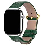 Fullmosa Compatible Apple Watch Band 38mm 40mm 42mm 44mm Leather Compatible iWatch Band/Strap Compatible Apple Watch Series 5 4 3 2 1, 38mm 40mm Dark Green + Golden Buckle