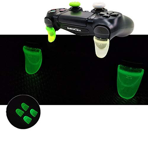 Disparadores L2 R2 Ps4 de reemplazo de disparadores brillantes (2 pares de extensor de fluorescencia, 6 empuñaduras de palillo de pulgar, 2 pares de barra de luz LED) para controlador PS4 Dualshock
