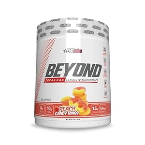 EHP Labs Beyond BCAA Powder Amino Acids Post Workout Recovery – BCAAs Essential Amino Acids EAA Supplements Powder – 10g Amino Acids Supplement for Muscle Recovery – 60 Servings (Peach Candy Rings)