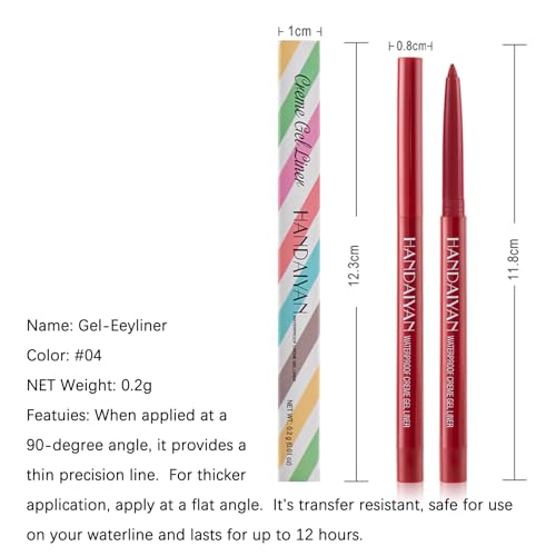Dekrion Eyeliner Pencil, Waterproof Eyeliner Long-Lasting, Dark-Red Eyeliner thumb #4