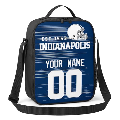 Image of Indianapolis Lunch Bag Custom Name and Number Personalized Gifts | Custom Personalized Lunch Box for Men Women