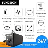 SSCYHT 24 Volt Lithium Battery 24V 10Ah 6.6Ah 13Ah 24Ah 18Ah Replacement Battery 24V Electric Wheelchair Batteries with Charger for 150W - 600W Motor Kit,24V24Ah - Image 6