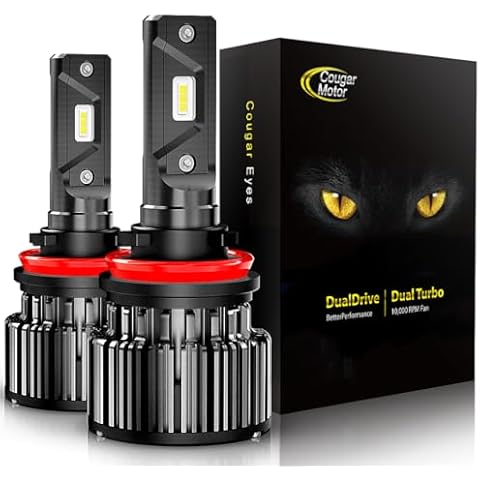 Cougar Motor H11 Bulbs, H8 H9 Light Bulb K16 Series 6000K White Plug and Play Fog Light IP67 Waterproof Driving Light Bulbs - Pack of 2 Cover