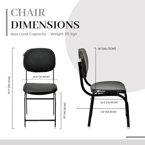 Image of Comfortable Office Study Computer Library Visitor Chair Without Arm Rest With Iron Frame And Cushion Seat Back, Chair Without Wheels, Black