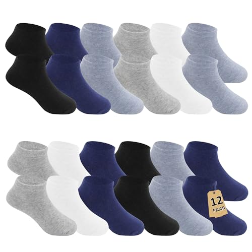 Geyuwoz 12 paires de chaussettes en coton pour enfants garçons et filles 27-30 chaussettes de...