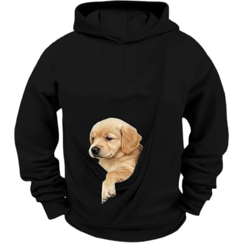 Pet Pouch Hoodie, Hoodie with Pet Pouch Mens Long Sleeve Kangaroo Hoodies - image 7