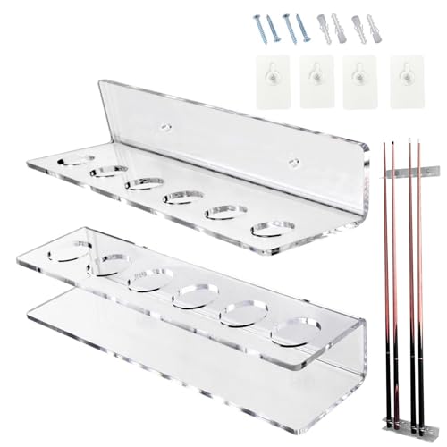Estante para s de billar, soporte para tacos de billar montado en la pared - Soporte para de billar, montaje en pared,Organizador de accesorios de mesa de billar acrílico, sostiene 6 tacos de billar p