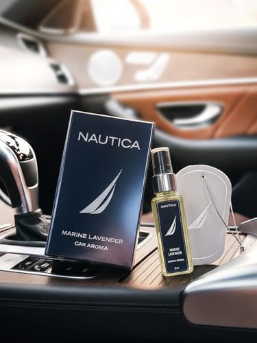 Image of NAUTICA Luxury Car Fragrance Spray with Hanging Tag Card | Midnight Leather | 50ml premium Car Air Freshener | 300+ Sprays | Long Lasting Car Freshener | Car Odour Remover