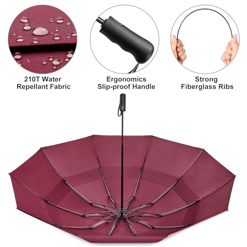 Image of G4Free 62 Inch Large Golf Umbrella Compact Reverse Travel Umbrella 10 Ribs Windproof for Rain Double Canopy Automatic Open Close