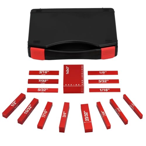 Histos Setup Blocks - Juego de medidores de altura para carpintería, 15 barras de configuración, mesa de enrutador y accesorios para sierra de mesa, color rojo