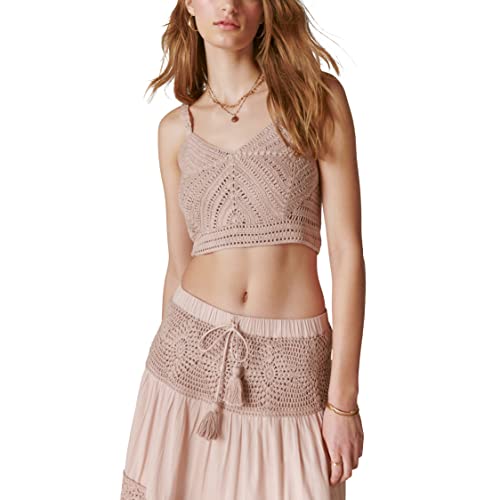 Débardeur en crochet rose Lucky Brand avec maille ajourée artisanale