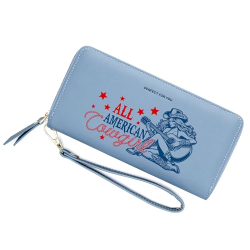 VOCUS Womens Wallet Personalized Blocking Zip Around Wallet PU Leather Travel Long Purse Credit Card Holder Wristlet Hand Strap Large Capacity3