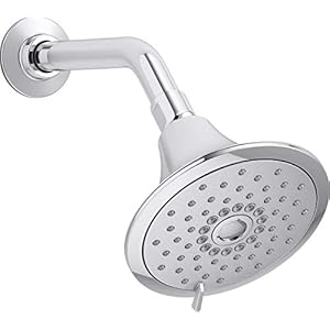 KOHLER 22169-CP Forte Multifunction Showerhead, Wall-Mount, 3 Spray Settings, 2.5 GPM, Polished Chrome