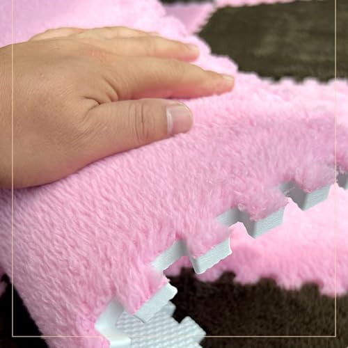 Alfombra de espuma de felpa, alfombra de rompecabezas 30x30x1cm Playmats Alfombra de espuma para azulejos piso piso, alfombra área alfombra entrelazada suave para decoración habitación ( 10Pcs)