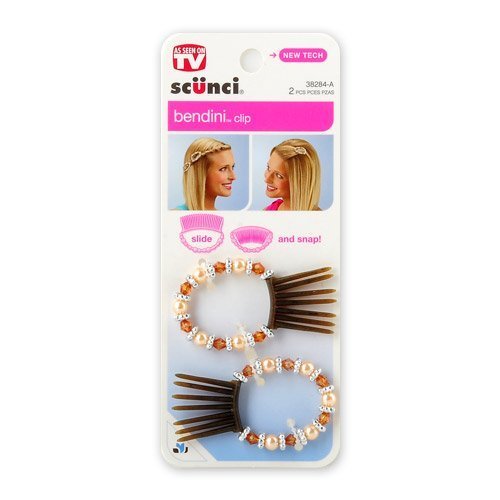 Scunci Bendini Small Clip 2pcs ((38284A-Brown))