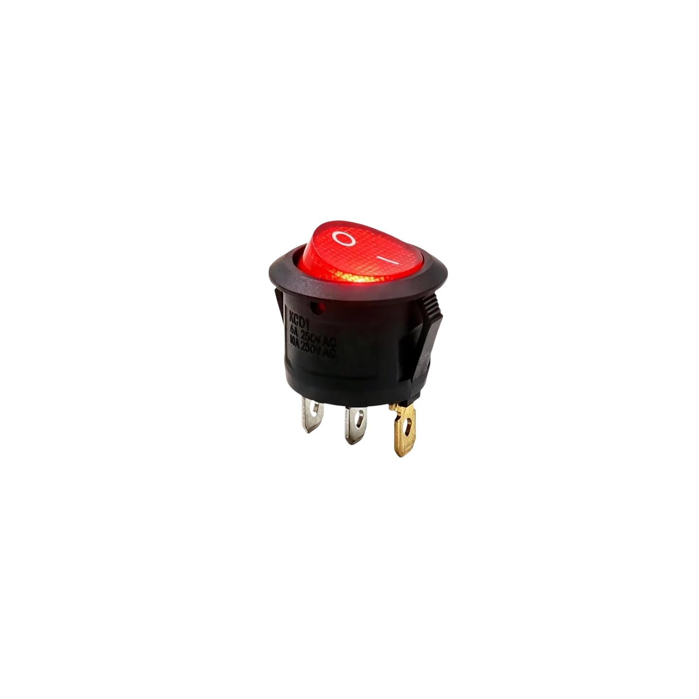 Red LED Round Rocker Switch, 3Pin 2 Position ON-Off Snap-in Power Switch