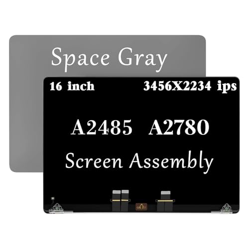 Image of A2485 Screen Replacement for MacBook Pro 16 inch M1 2021 A2485 A2780 EMC 3651 EMC 8103 661-21969 661-21968 LCD Screen Display Assembly (Space Gray)
