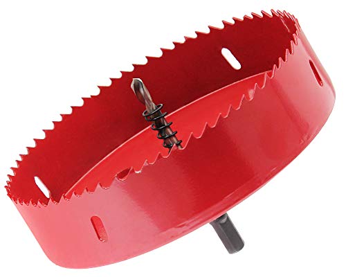 Image of Luomorgo 155mm /6.1 inch inch Hole Saw, 1 1 /4 inch Cutting Depth HSS Bi-Metal Hole Cutter for Wood Cornhole Boards Plastic Drywall & Metal Sheet