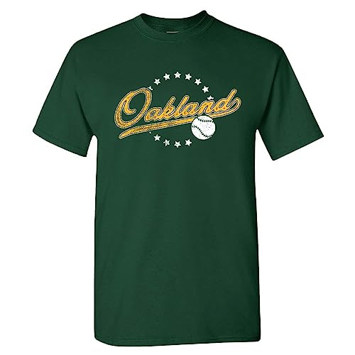 Pro Baseball Vintage Team - Ropa retro para hombre, Oakland - Camisa verde, Large