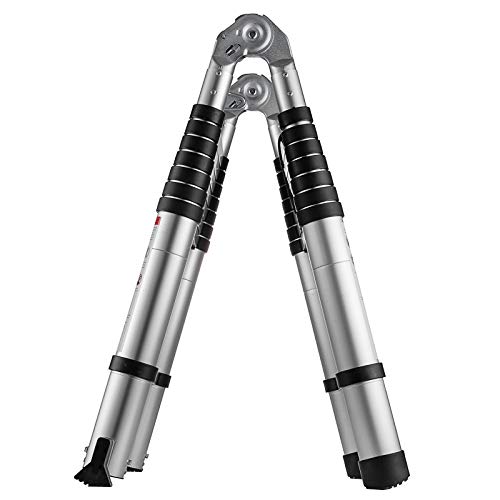 SHZOND 16.5 FT Aluminum Telescopic Extension Ladder 330 LBS Capacity A-Type Telescoping Ladder Multi Purpose Extension Ladder with Spring Loaded Locking (16.5 FT)