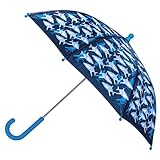 Wildkin Kids Umbrella – Rainproof Canopy, Curved Handle, Easy Hanging Design - Sharks