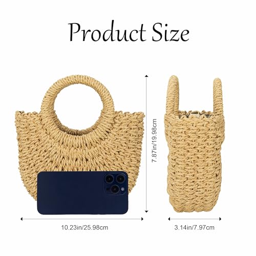 jessie Straw Bag for Women Summer Shoulder Bag Small Beach Crossbody Purse Woven Tote Handbag for Vacation Beach2