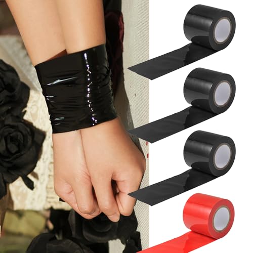 Bondageset extrem Bondage nicht klebende statische Band 4x16m sex tape bondage tape multifunktionale bondage seil BDSM Paare Paar erotische Geschenk Band Set 3pcs schwarz 1pcs rot