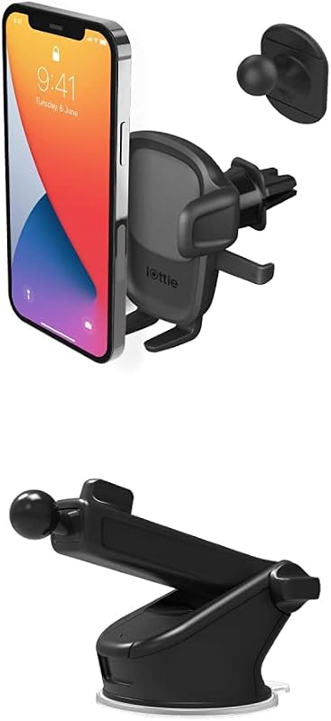 Easy One Touch 5 Air Vent & Flush Mount Combo with Extra Dash Mount Base & Dash Pad - Soporte universal para teléfono de montaje en auto para iPhone, Google, Samsung, Moto, Huawei, Nokia, todos los demás teléfonos inteligentes