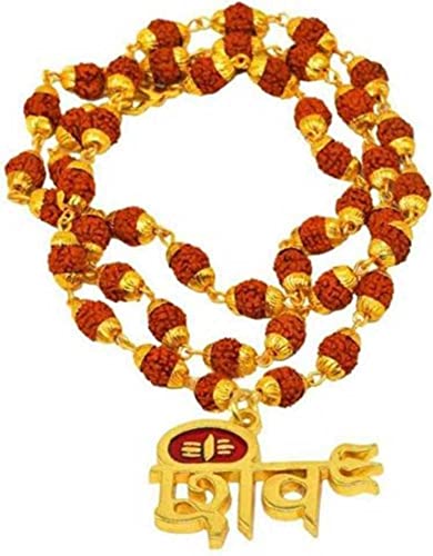 Well Point Lord Shankar Shiv Locket Rudraksha Chain Zinc Metal Religious Spiritual Jewellery for Men Boys