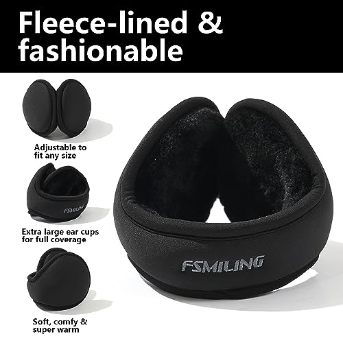 fsmiling winter earmuffs for men adjustable behind the head ear muffs fleece ear warmers for cold weather