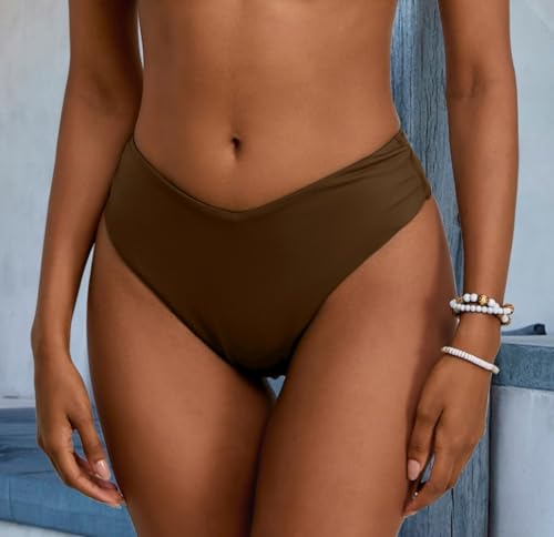 Image of geluboao Women's Bikini Bottom Sexy V Cut High Cut Swimsuit High Waisted Bathing Suit Bottoms