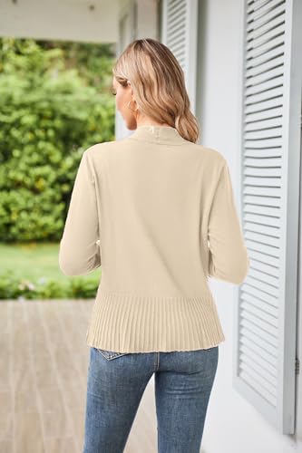 Image of GRACE KARIN Women's Lightweight Peplum Cardigan Sweaters Open Front Cropped Cardigan Long Sleeve Trendy Summer Knit Tops
