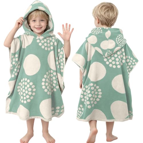 VOOVA & MOVAS Kids Hooded Poncho Towel, 4-8 Years, Soft, Light Blue Dot