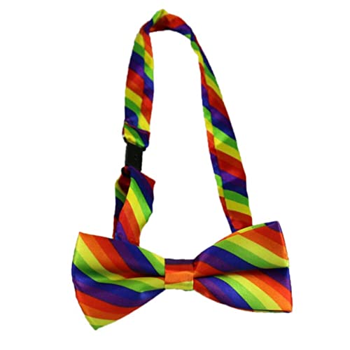 KESYOO 3Pcs Unisex Elastic Rainbow Suspenders with Bow Tie Striped Braces for Parties Festivals and Costumes Comfortable and Durable Design