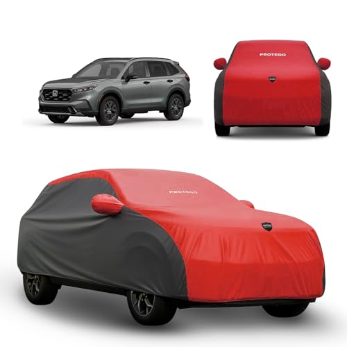 Image of PROTEGO Prime Series India's 1st Anti-Tear Car Cover for Honda CR-V | Heavy-Duty, Custom Fit, All Weather Protection | 100% Waterproof, Windproof & Hail Resistant | 2-Year Warranty | Red + Black