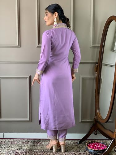 Image of Naixa Women's Rayon Embroidered Straight Kurta with Pant and Dupatta Sets (NX-450)